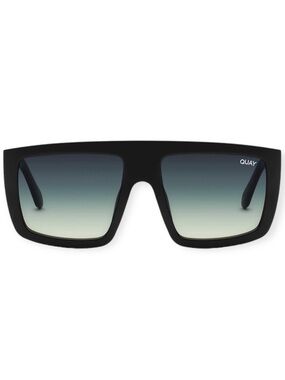 QUAY Get In Line Sunglasses Black Frame Green Smoke Gradient Lens Shield NWT